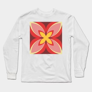 Red, Pink and Yellow Modern Frangipani Long Sleeve T-Shirt